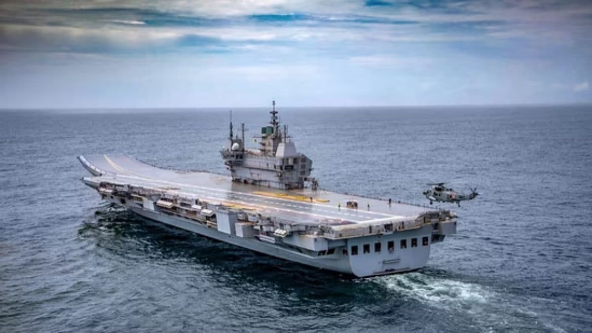 INS Vikrant sailing in the Arabian Sea as part of India's strategic response to escalating tensions with Pakistan