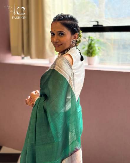 Manjiri Oak Green Ilkal Saree Look