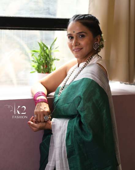 Manjiri Oak Green Ilkal Saree Look