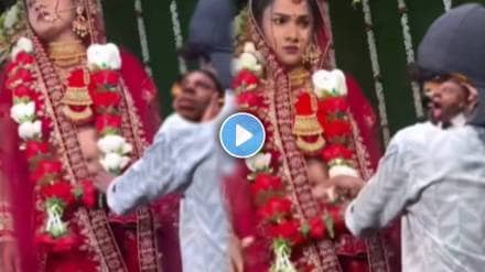 Boy touch birde stomach at the weeding