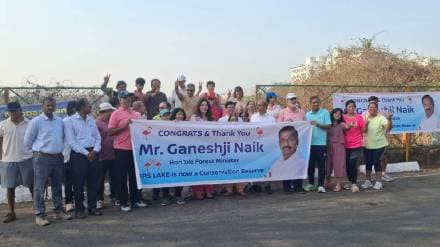 navi mumbai citizens celebrated as cm fadnavis declared dps Lake a protected flamingo area