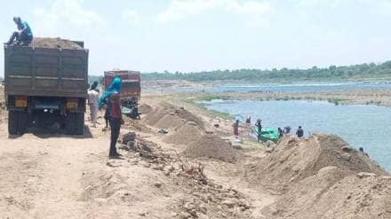 Madha Tehsildar, suspended , illegal sand mining,