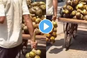 Shocking video ice apple tadgola vendor caught washing fruits in drain water at khed shocking video goes viral on social Media