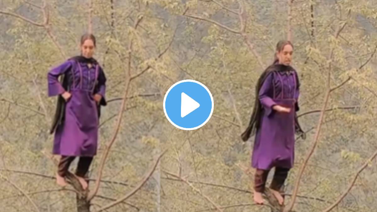 Kashmiri Woman's viral video Risky Tree Dance On Bollywood Track ‘Jhalla Wallah’ video Goes Viral on social media