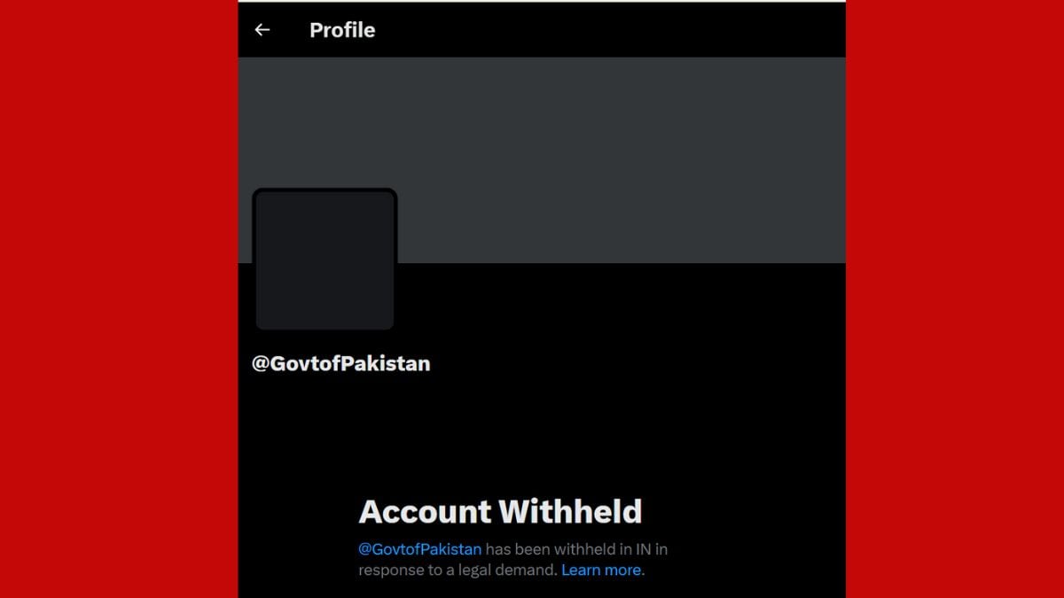 Screenshot of Pakistan government's X account showing blocked message in India