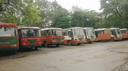 ST bus ready to go to village 29 more buses from the district
