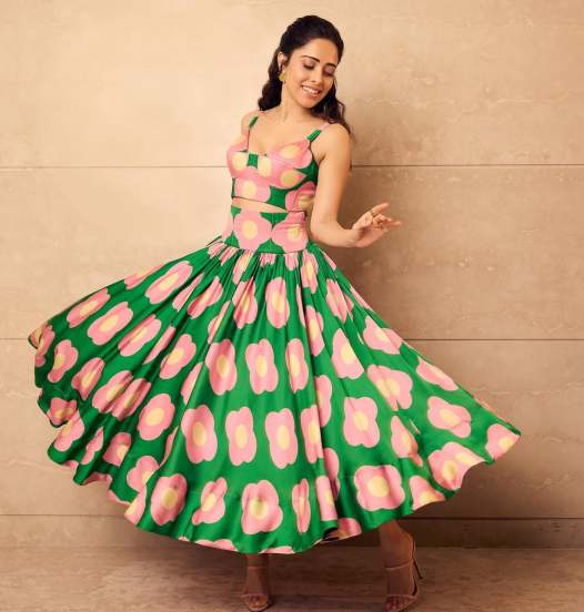 nushrrat bharuccha in floral dress look