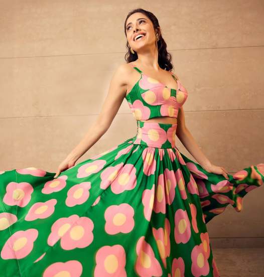 nushrrat bharuccha in floral dress look