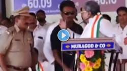 VIDEO : सभास्थळी विरोधकांचा गोंधळ, मुख्यमंत्र्यांनी भरस्टेजवर पोलिसांवरच उगारला हात, एकेरी उल्लेख करत म्हणाले…