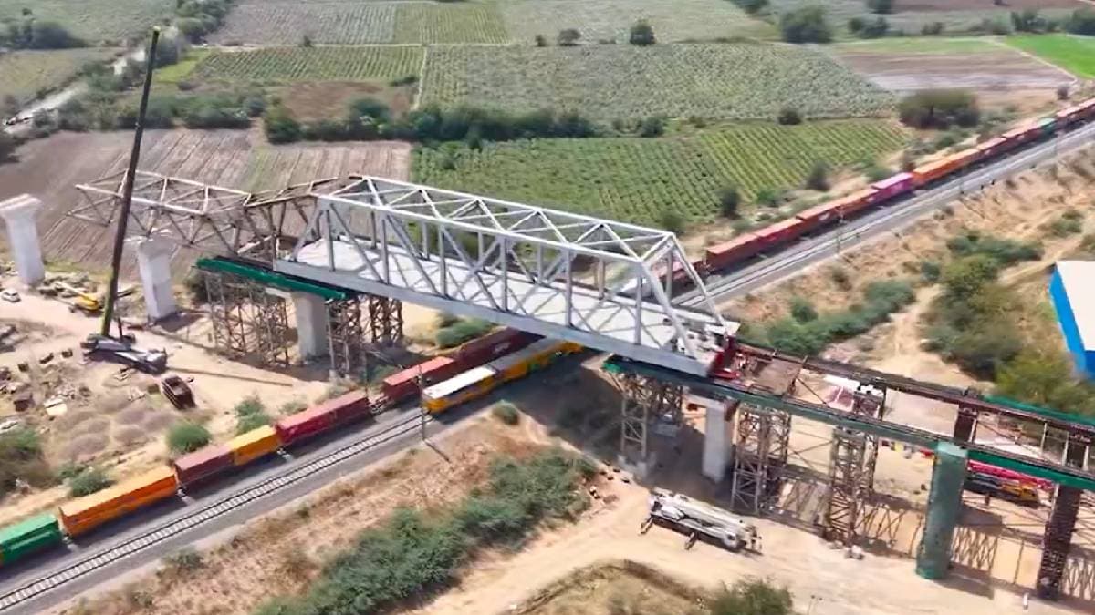 Bullet train project 70 meter Steel bridge launched over freight corridor in Vadodara Dedicated freight corridor
