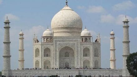 The Taj Mahal in India, with a legal debate surrounding its ownership as a Waqf property versus ASI custodianship.