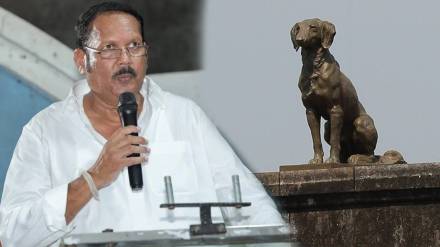 Udayanraje Bhosale on Waghya Statue