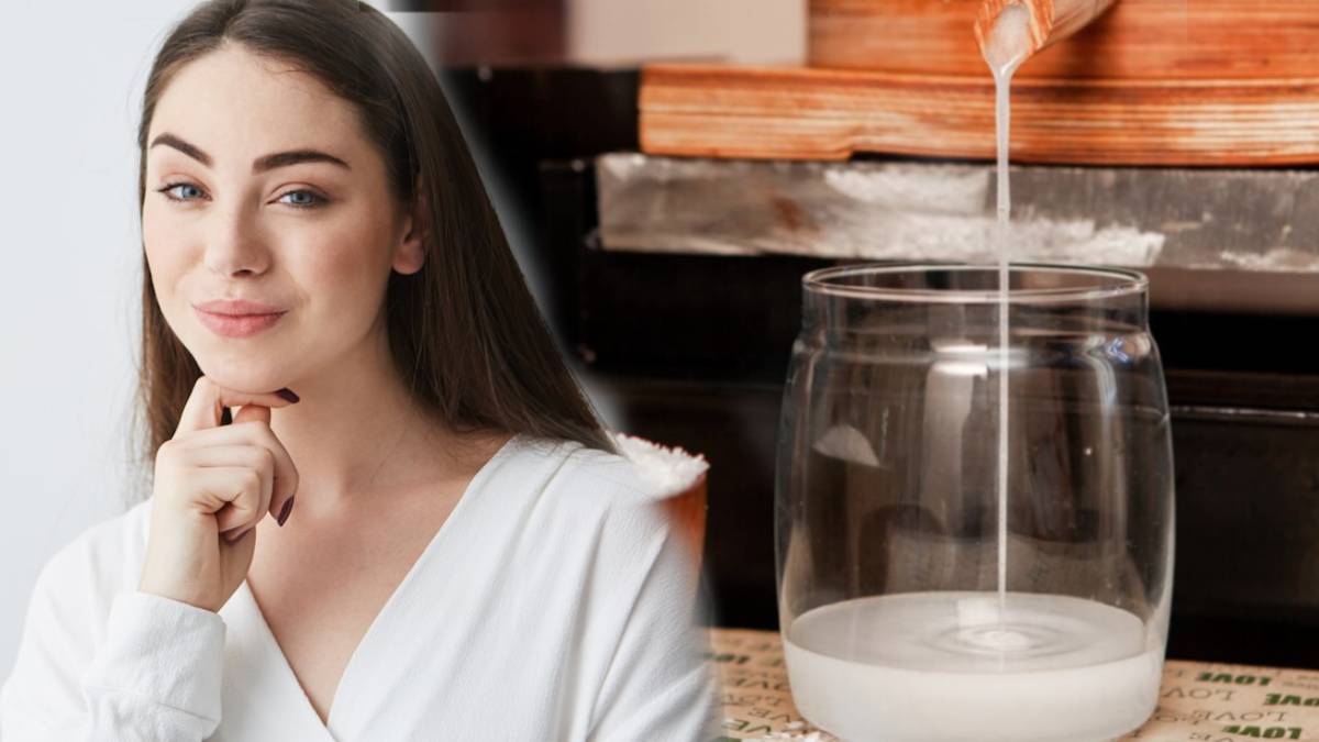 Washing your face with cold rice water
