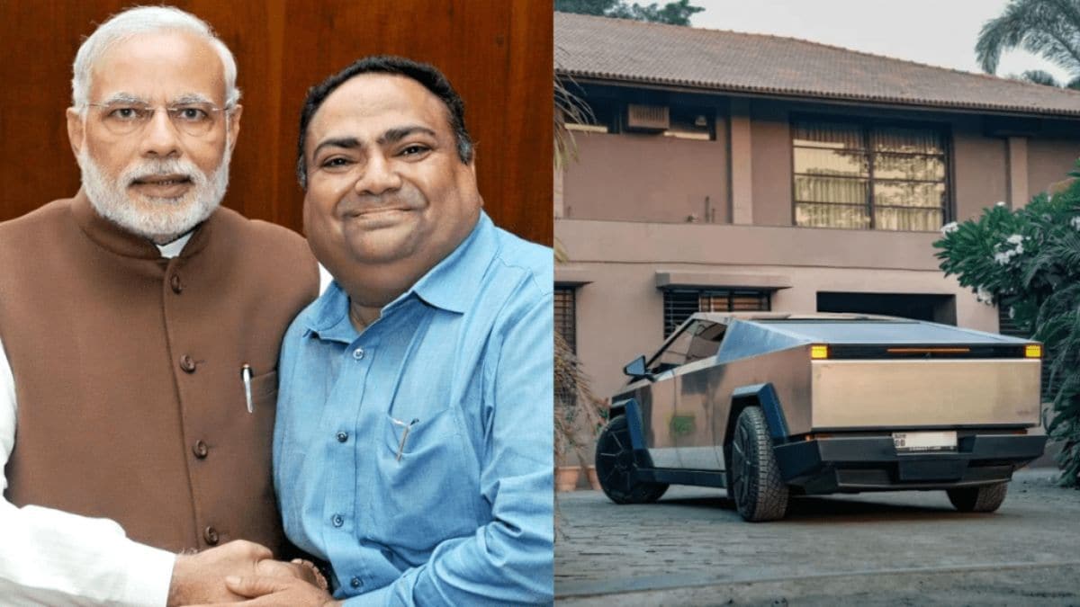 Lavji Badshah with his imported Tesla Cybertruck in Surat