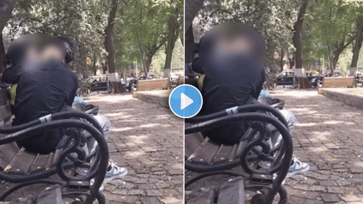 Couple romance video kissing in garden viral video on social media