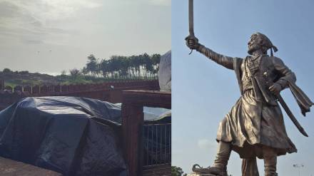 Shivaji Maharaj in grand statue at Rajkot fort