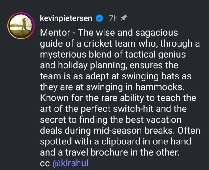 Kevin Pietersen Comment on KL Rahul Trolling