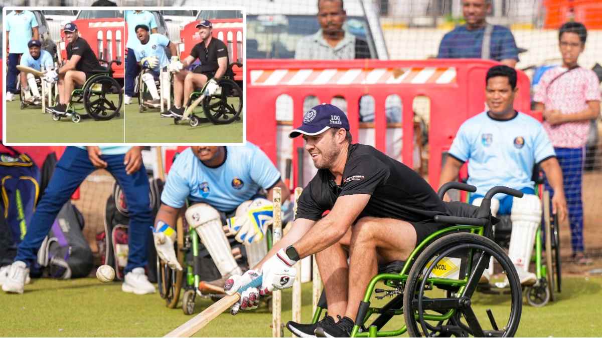 AB de Villiers Plays Wheelchair Cricket with Mumbai Team Wows Fans Video Viral IPL 2025