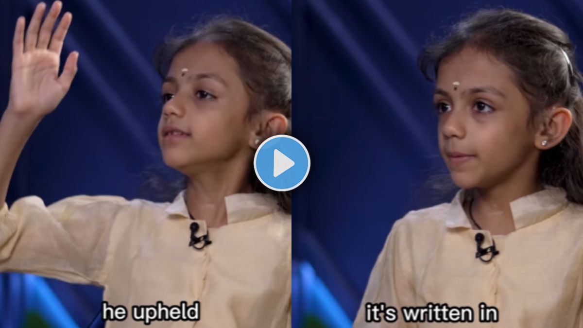 video of a liitle girl name Paridhi Mangalampalli said Chhatrapati Shivaji Maharaj upheld Dharma but never discriminat