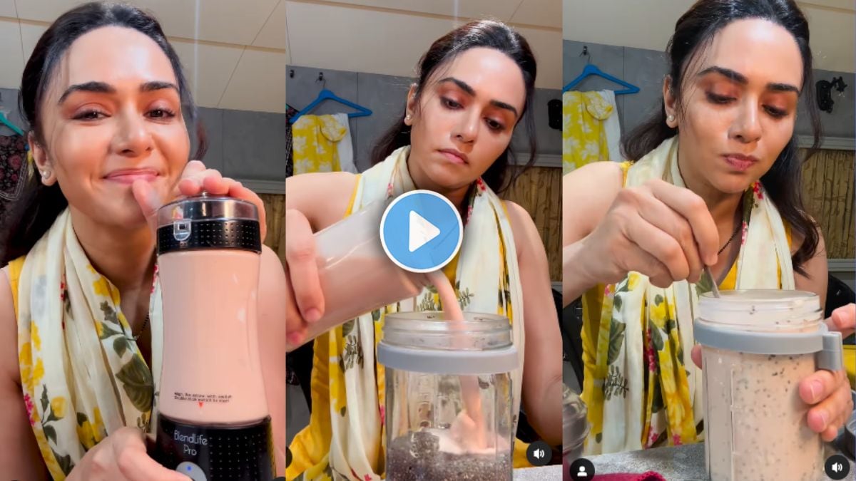 Actress Amruta Khanvilkar prepares a protein shake and shares its benefits in viral video