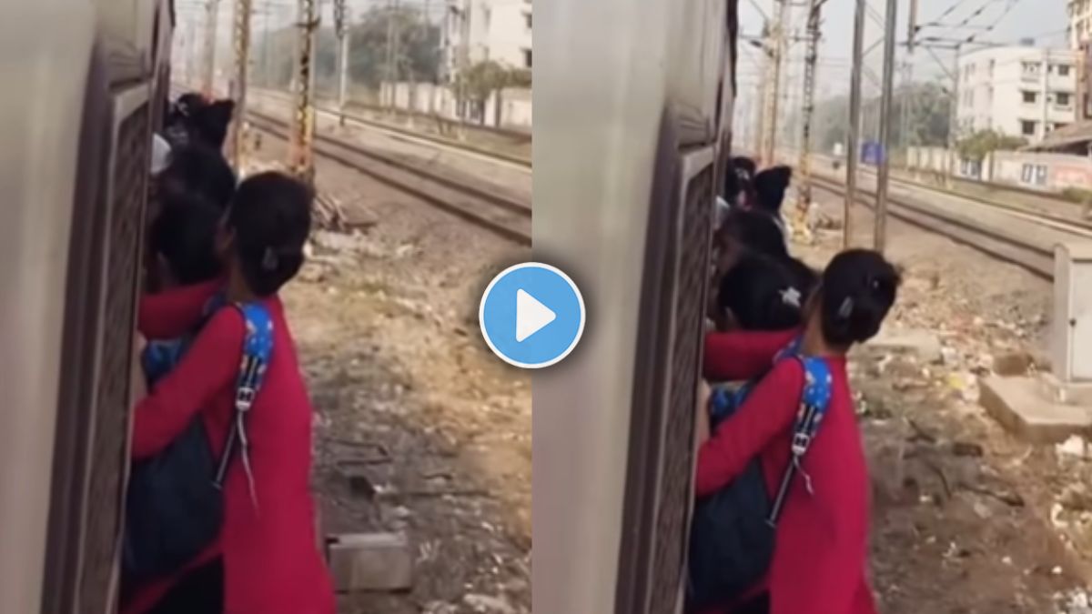 Shocking viral video shows women risking life while travelling on train