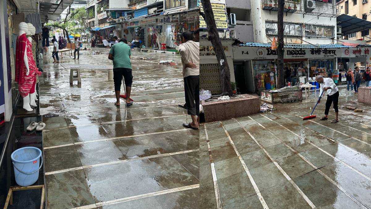After the water drains from the CBD area traders start cleaning inside and outside their shops