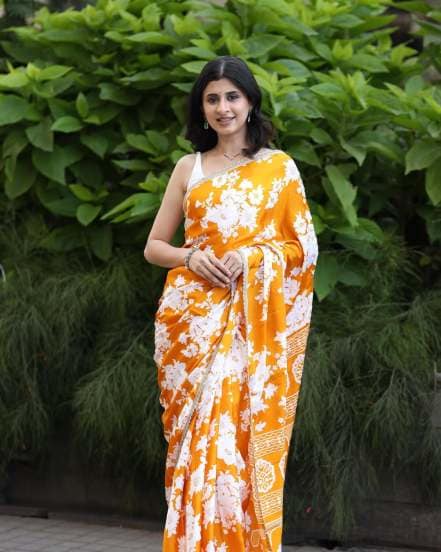 Ankita Prabhu Walawalkar White Saree Look