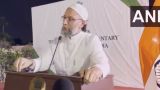 Asaduddin Owaisi speaking at a public event in Riyadh targeting Pakistan Army Chief Asim Munir