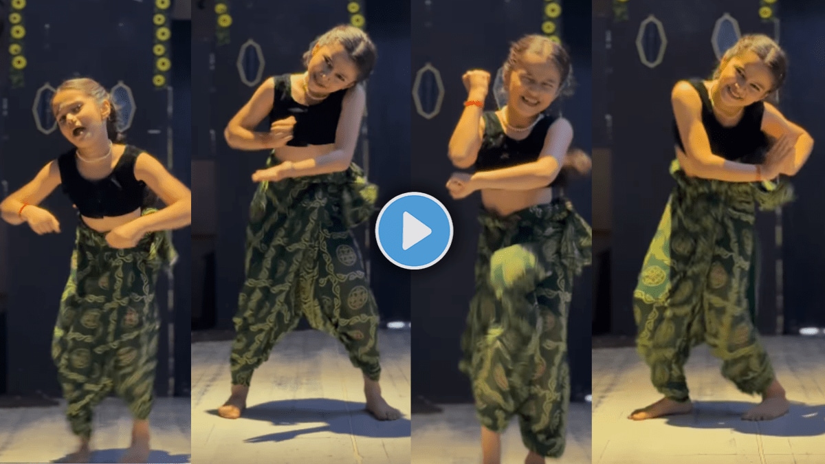 A little girl danced to the Marathi song Aga Saajne Majja Baya Bhukalyan Ga