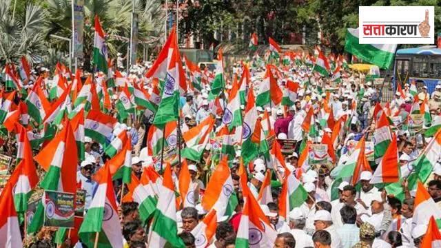 Congress party workers and supporters take part in a 'Tiranga Yatra' to hail the Operation Sindoor
