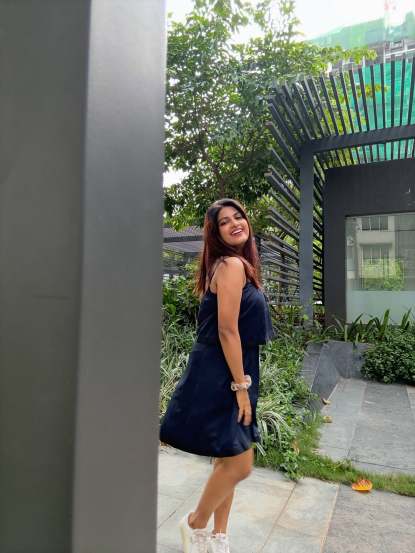 Dhanshri kadgaonkar in black one piece