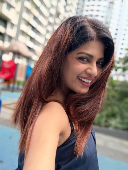 Dhanshri kadgaonkar in black one piece