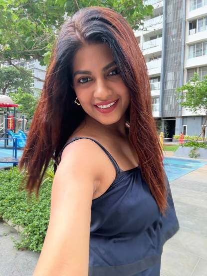 Dhanshri kadgaonkar in black one piece