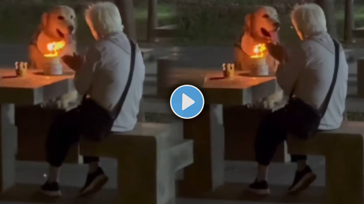 Grandmother Celebrating Pet Dog Birthday