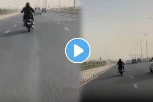 A rider fell from his Royal Enfield at a speed of around 110 kmph after experiencing a violent handle wobble video goes viral