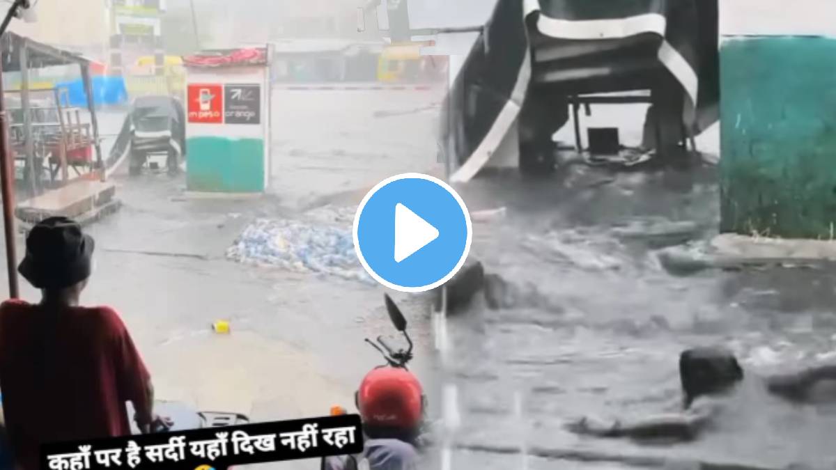 Viral Video: Topless Man Pounds His Chest After Coming Out Of Manhole On Flooded Street video goes viral