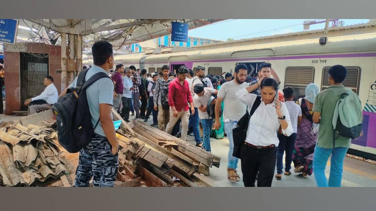 scrap materials on platform at thane station life threatening journey for passengers fear of accident