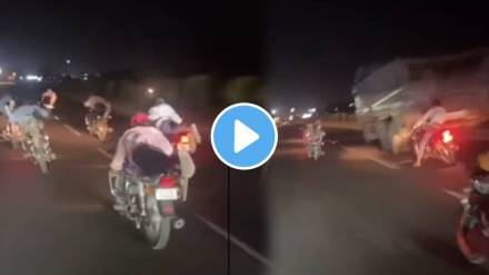 Shocking truck accident while young man performing a life threatening stunt on a bike