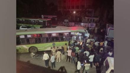 nashik Citylink bus accidents continue on Wednesday a bus hit divider near K K Wagh College