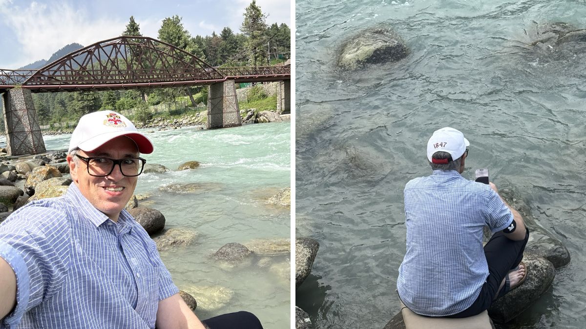 Omar Abdullah during his visit to Pahalgam.