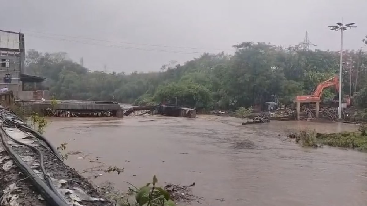 bridge built for the construction of a bridge in Panvel taluka was washed away