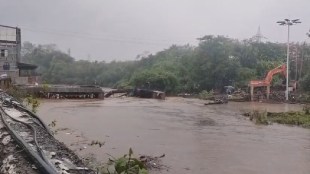 bridge built for the construction of a bridge in Panvel taluka was washed away