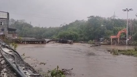 bridge built for the construction of a bridge in Panvel taluka was washed away