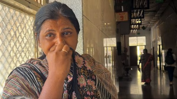 Priyanka Wagh, Avinash Wagh’s mother and Trupti Wagh’s mother-in-law, at Sassoon Hospital in Pune. (Express photo by Arul Horizon)