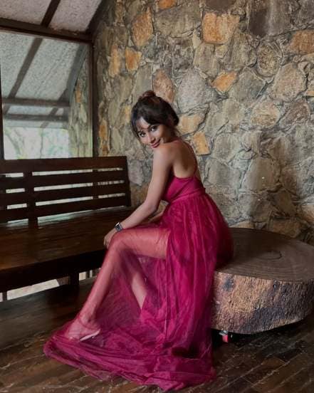 Purva Shinde Pink Gown Bold Look