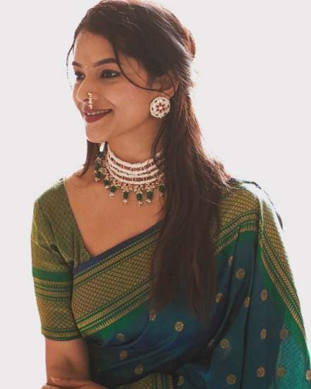 Sakshee Gandhi Peacock Green Paithani Saree