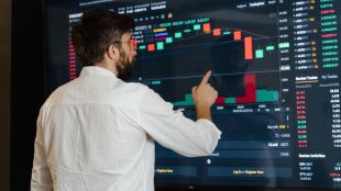 Stock market ticker showing Sensex and Nifty indices live updates