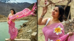 Photos: गुलाबी मल कॉटन साडीत सुखदा खांडकेकरचं लेह-लडाखमध्ये सुंदर फोटोशूट