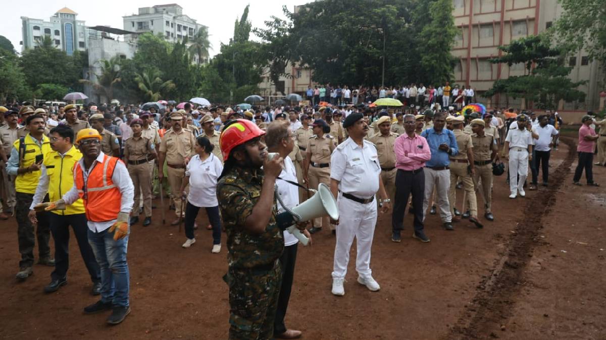 The mock drill was conducted at 4 pm on Wednesday at the Maxi Ground in Kalyan