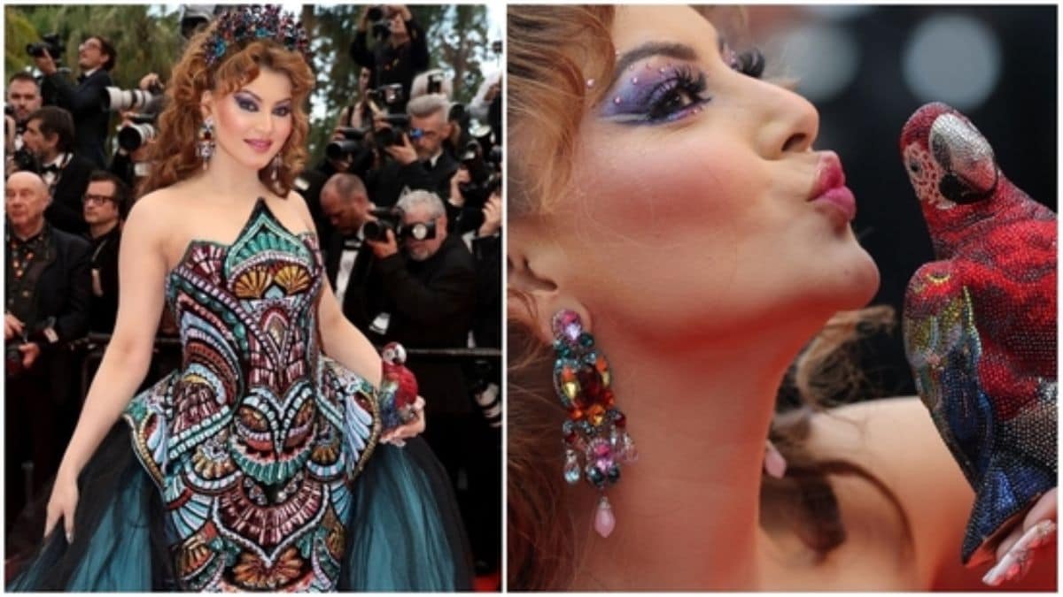 cannes 2025 urvashi rautela walked on red carpet with parrot clutch